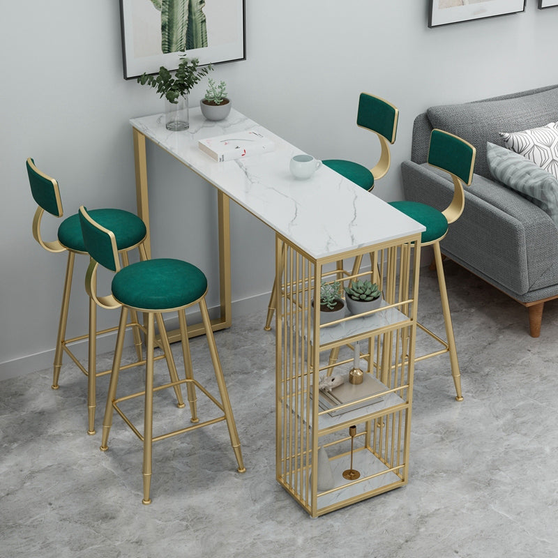 Glam 1/3/5 Pieces Bar Table Set Rectangle Stone Counter Table with Stools for Living Room Clearhalo 'Bar Furniture' 'furn' 'furn_home_bar_bar_sets' 'Furniture' 'Home Bars & Bar Sets' 'home_bar_bar_sets' 'Kitchen & Dining Furniture' 5878398