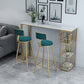 Glam 1/3/5 Pieces Bar Table Set Rectangle Stone Counter Table with Stools for Living Room 3 Pieces: White Table, 2 Green Stools Clearhalo 'Bar Furniture' 'furn' 'furn_home_bar_bar_sets' 'Furniture' 'Home Bars & Bar Sets' 'home_bar_bar_sets' 'Kitchen & Dining Furniture' 5878405