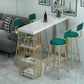 Glam 1/3/5 Pieces Bar Table Set Rectangle Stone Counter Table with Stools for Living Room 5 Pieces: White Table, 4 Green Stools Clearhalo 'Bar Furniture' 'furn' 'furn_home_bar_bar_sets' 'Furniture' 'Home Bars & Bar Sets' 'home_bar_bar_sets' 'Kitchen & Dining Furniture' 5878414