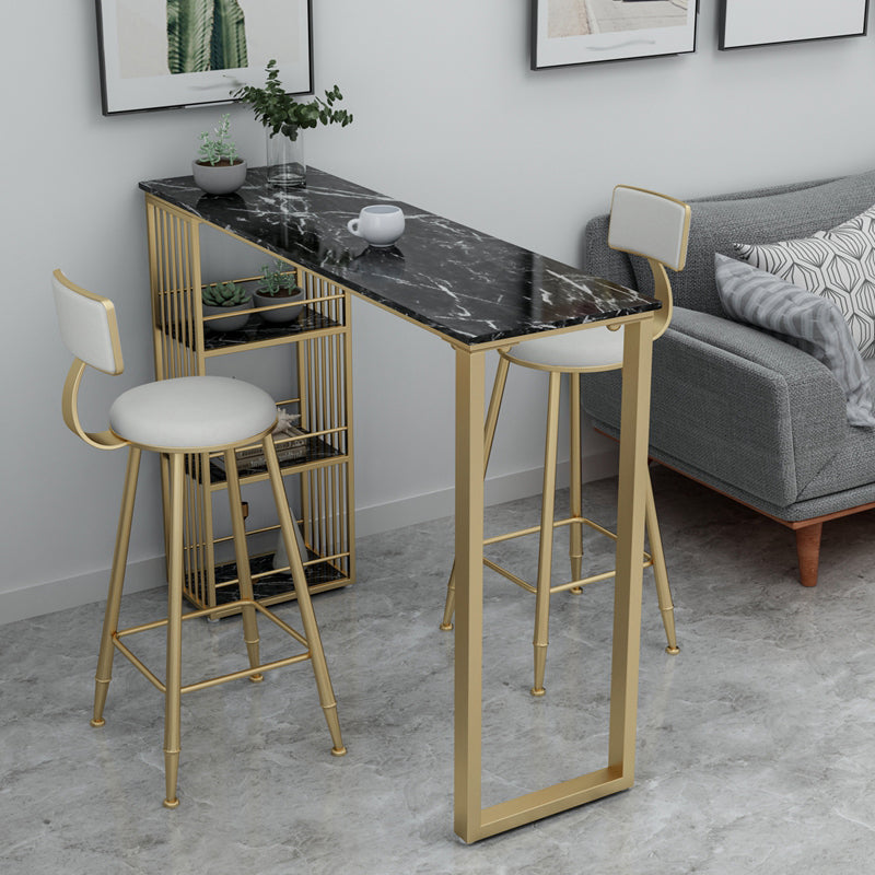 Glam 1/3/5 Pieces Bar Table Set Rectangle Stone Counter Table with Stools for Living Room Clearhalo 'Bar Furniture' 'furn' 'furn_home_bar_bar_sets' 'Furniture' 'Home Bars & Bar Sets' 'home_bar_bar_sets' 'Kitchen & Dining Furniture' 5878416
