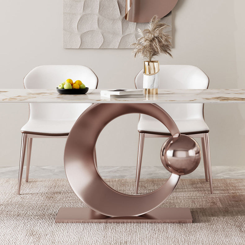 Modern Style Sintered Stone Dining Table Set 1/4/5/7/9 Pieces Dining Set for Home Use Clearhalo 'Dining Room Sets' 'Dining Tables & Seating' 'dining_room_set' 'furn' 'furn_dining_room_set' 'Furniture' 'Kitchen & Dining Furniture' 5878466