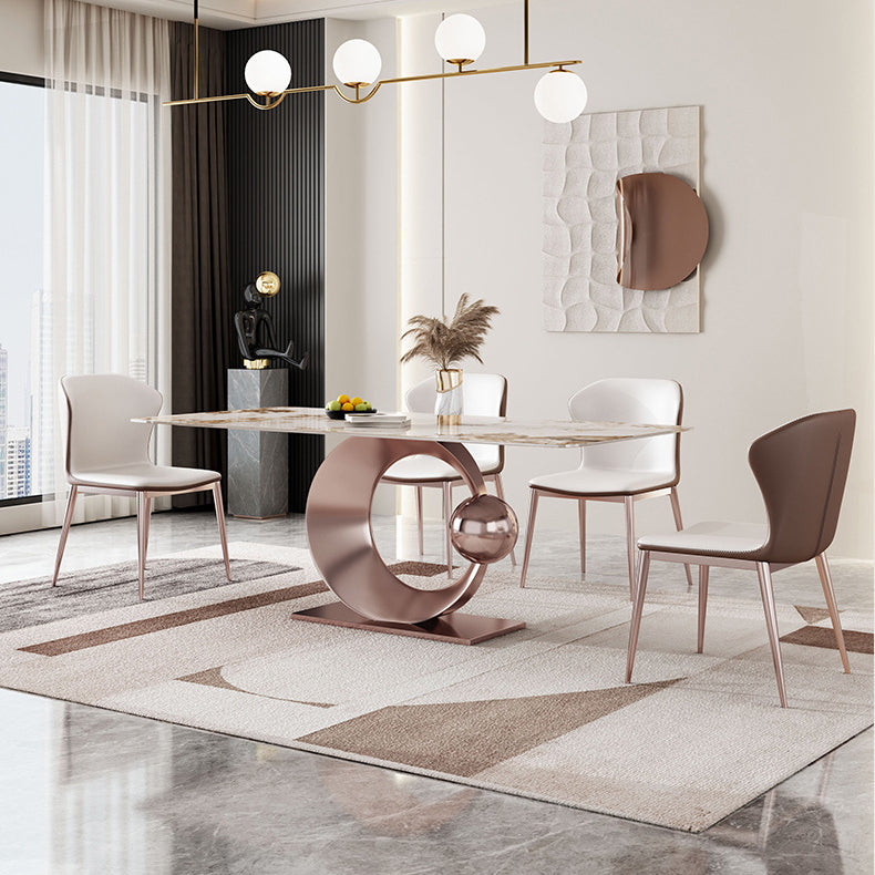 Modern Style Sintered Stone Dining Table Set 1/4/5/7/9 Pieces Dining Set for Home Use Clearhalo 'Dining Room Sets' 'Dining Tables & Seating' 'dining_room_set' 'furn' 'furn_dining_room_set' 'Furniture' 'Kitchen & Dining Furniture' 5878468