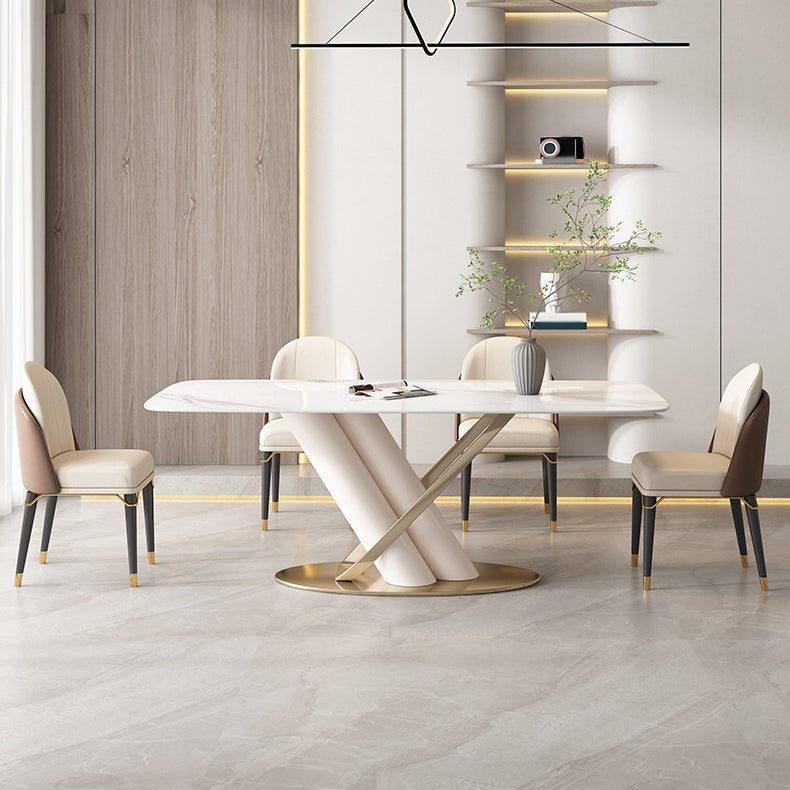 Contemporary Rectangle Sintered Stone Dining Table Set 1/4/5/7 Pieces Dining Set 5 Pieces: Table, 4 Chairs Clearhalo 'Dining Room Sets' 'Dining Tables & Seating' 'dining_room_set' 'furn' 'furn_dining_room_set' 'Furniture' 'Kitchen & Dining Furniture' 5878477