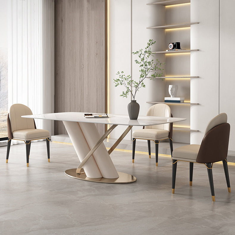 Contemporary Rectangle Sintered Stone Dining Table Set 1/4/5/7 Pieces Dining Set Clearhalo 'Dining Room Sets' 'Dining Tables & Seating' 'dining_room_set' 'furn' 'furn_dining_room_set' 'Furniture' 'Kitchen & Dining Furniture' 5878479