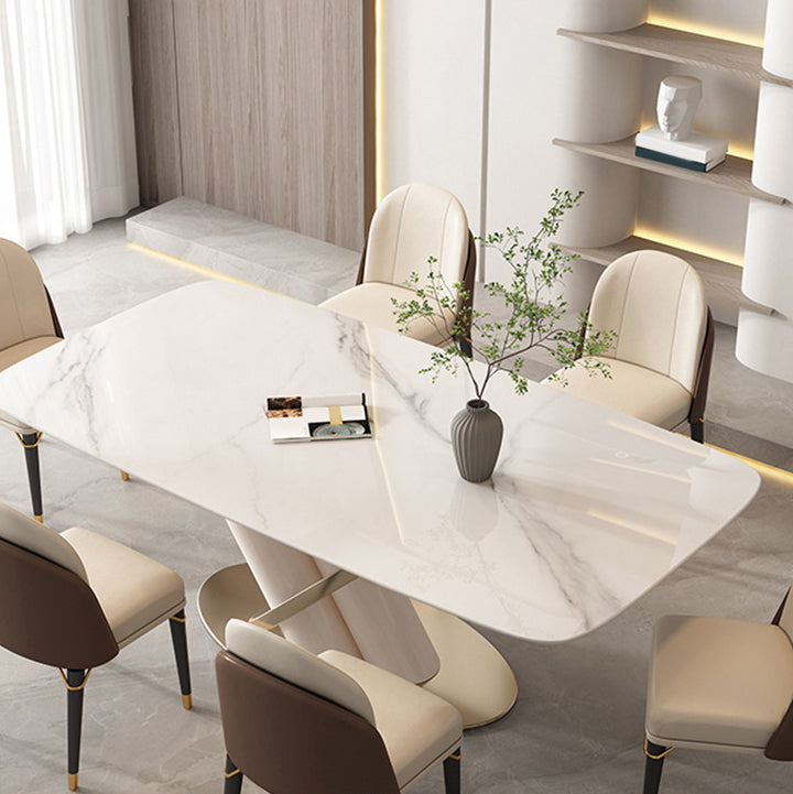 Contemporary Rectangle Sintered Stone Dining Table Set 1/4/5/7 Pieces Dining Set Clearhalo 'Dining Room Sets' 'Dining Tables & Seating' 'dining_room_set' 'furn' 'furn_dining_room_set' 'Furniture' 'Kitchen & Dining Furniture' 5878481