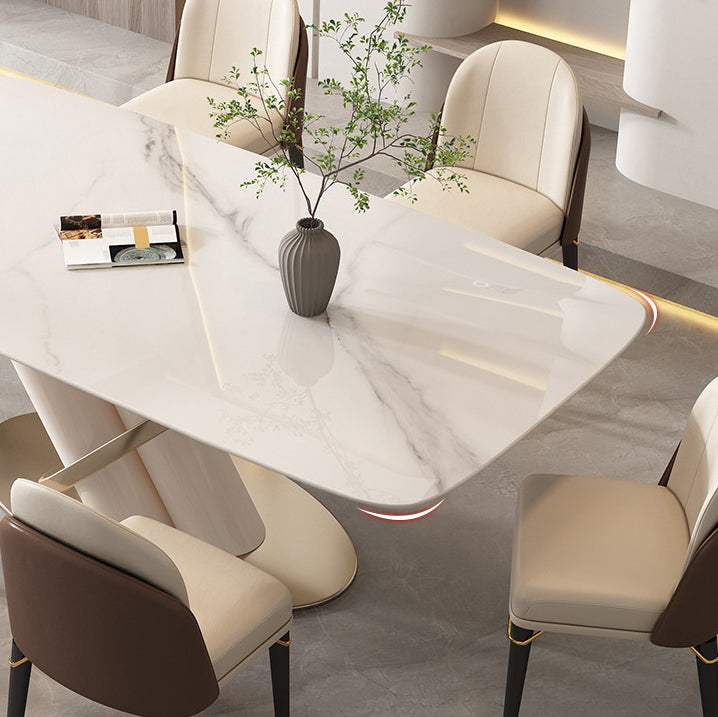 Contemporary Rectangle Sintered Stone Dining Table Set 1/4/5/7 Pieces Dining Set Clearhalo 'Dining Room Sets' 'Dining Tables & Seating' 'dining_room_set' 'furn' 'furn_dining_room_set' 'Furniture' 'Kitchen & Dining Furniture' 5878482