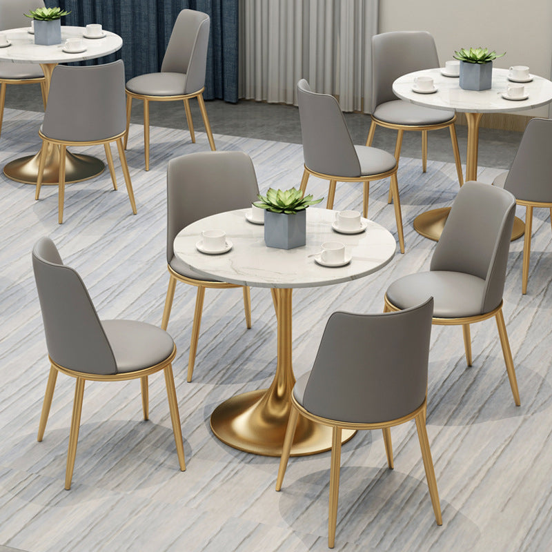 Glam Sintered Stone Dining Set Round 1/2/4/5 Pieces Dining Set for Home Use Clearhalo 'Dining Room Sets' 'Dining Tables & Seating' 'dining_room_set' 'furn' 'furn_dining_room_set' 'Furniture' 'Kitchen & Dining Furniture' 5878492