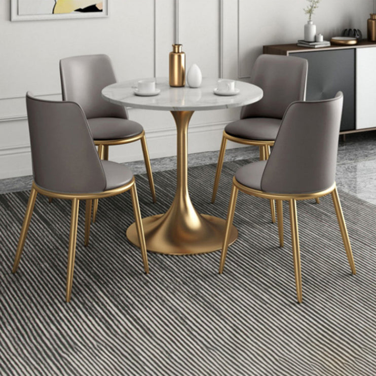 Glam Sintered Stone Dining Set Round 1/2/4/5 Pieces Dining Set for Home Use Clearhalo 'Dining Room Sets' 'Dining Tables & Seating' 'dining_room_set' 'furn' 'furn_dining_room_set' 'Furniture' 'Kitchen & Dining Furniture' 5878494