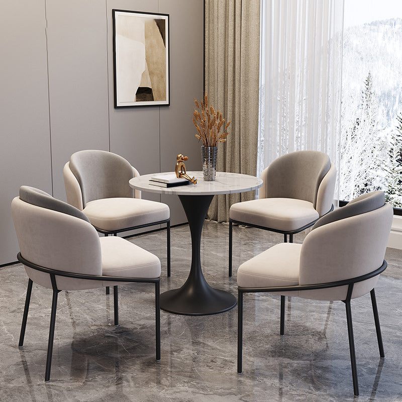 Modern Style Sintered Stone Dining Set Round 1/3/4/5 Pieces Dining Set for Home Use 5 Pieces: Table, 4 Chairs Clearhalo 'Dining Room Sets' 'Dining Tables & Seating' 'dining_room_set' 'furn' 'furn_dining_room_set' 'Furniture' 'Kitchen & Dining Furniture' 5878499