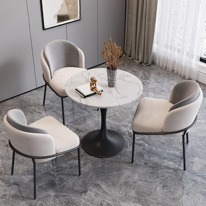 Modern Style Sintered Stone Dining Set Round 1/3/4/5 Pieces Dining Set for Home Use 4 Pieces: Table, 3 Chairs Clearhalo 'Dining Room Sets' 'Dining Tables & Seating' 'dining_room_set' 'furn' 'furn_dining_room_set' 'Furniture' 'Kitchen & Dining Furniture' 5878501