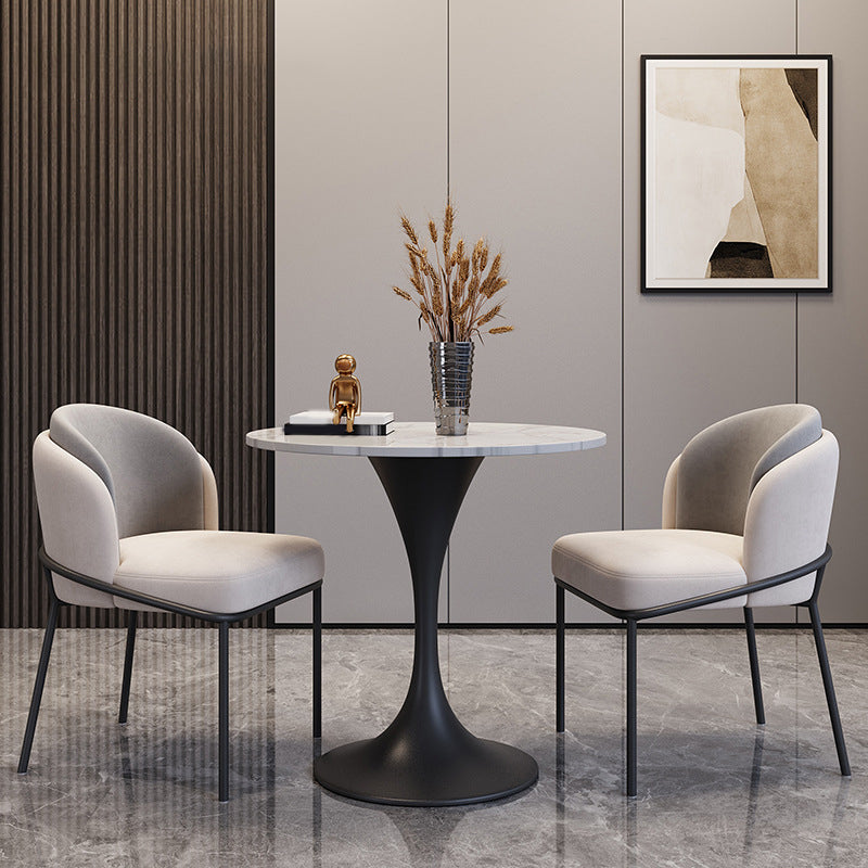 Modern Style Sintered Stone Dining Set Round 1/3/4/5 Pieces Dining Set for Home Use 3 Pieces: Table, 2 Chairs Clearhalo 'Dining Room Sets' 'Dining Tables & Seating' 'dining_room_set' 'furn' 'furn_dining_room_set' 'Furniture' 'Kitchen & Dining Furniture' 5878502