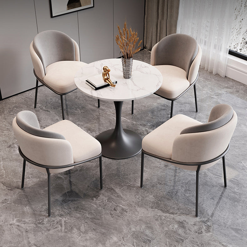 Modern Style Sintered Stone Dining Set Round 1/3/4/5 Pieces Dining Set for Home Use Clearhalo 'Dining Room Sets' 'Dining Tables & Seating' 'dining_room_set' 'furn' 'furn_dining_room_set' 'Furniture' 'Kitchen & Dining Furniture' 5878503