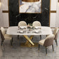 Glam Rectangle 1/4/5/6/7 Pieces Dinette Set Indoor White and Gold Dining Set 6 Pieces: Table, 5 Chairs Clearhalo 'Dining Room Sets' 'Dining Tables & Seating' 'dining_room_set' 'furn' 'furn_dining_room_set' 'Furniture' 'Kitchen & Dining Furniture' 5878511