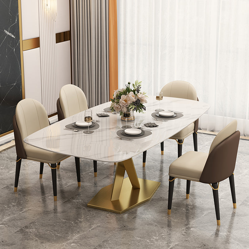 Glam Rectangle 1/4/5/6/7 Pieces Dinette Set Indoor White and Gold Dining Set Clearhalo 'Dining Room Sets' 'Dining Tables & Seating' 'dining_room_set' 'furn' 'furn_dining_room_set' 'Furniture' 'Kitchen & Dining Furniture' 5878514