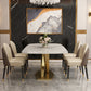 Glam Rectangle 1/4/5/6/7 Pieces Dinette Set Indoor White and Gold Dining Set 5 Pieces: Table, 4 Chairs Clearhalo 'Dining Room Sets' 'Dining Tables & Seating' 'dining_room_set' 'furn' 'furn_dining_room_set' 'Furniture' 'Kitchen & Dining Furniture' 5878517