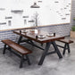 Industrial 1/3/5 Pieces Dining Set Rectangle Pine Wood Dining Table for Dining Room