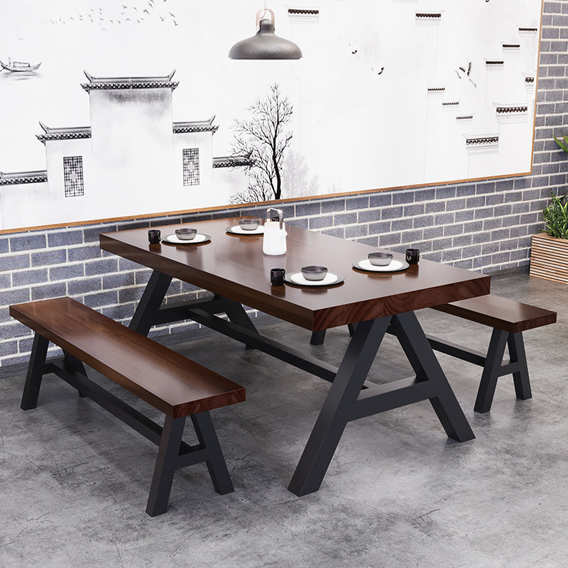Industrial 1/3/5 Pieces Dining Set Rectangle Pine Wood Dining Table for Dining Room