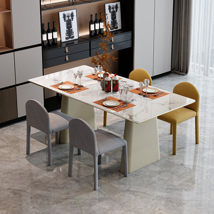 Stile moderno 1/5/7 pezzi set da pranzo tavolo da pranzo in pietra rettangolo per sala da pranzo