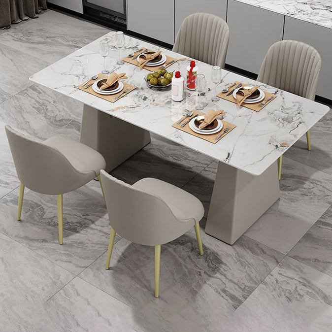 Modern Style Dining Set 1/5/7 Pieces Rectangle Stone Dining Table for Dining Room Kitchen
