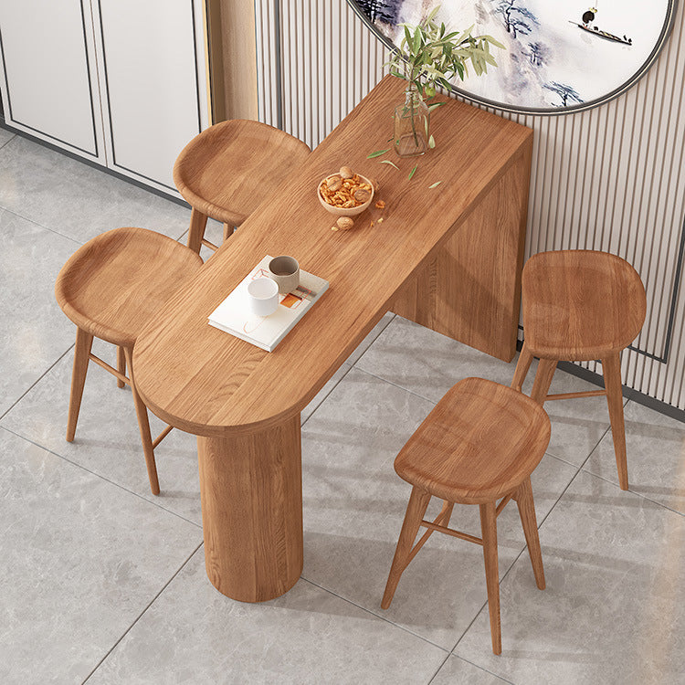 Mesa de comedor de madera Mesa de bar con pedestal doble contemporánea