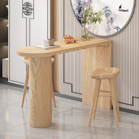 Houten bar eettafel eigentijdse dubbele voetstuktafel tafel