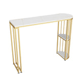 Stone Bar Dining Table Traditional Luxury Bar Table with Double Pedestal