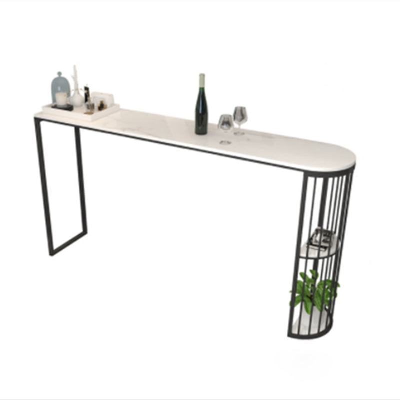 Modern Style Stone Bar Table White Colour Double pedestal Bar Dining Table Without Chairs Clearhalo 'Bar Furniture' 'Bar Tables' 'bar_tables' 'furn' 'furn_bar_tables' 'Furniture' 'Kitchen & Dining Furniture' 5878983