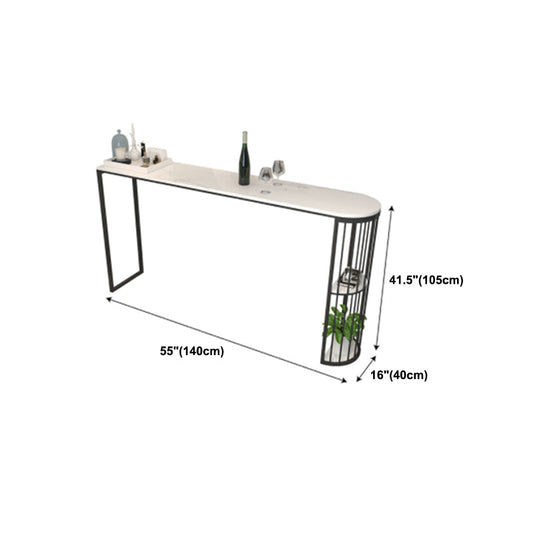 Modern Style Stone Bar Table White Colour Double pedestal Bar Dining Table Clearhalo 'Bar Furniture' 'Bar Tables' 'bar_tables' 'furn' 'furn_bar_tables' 'Furniture' 'Kitchen & Dining Furniture' 5878989