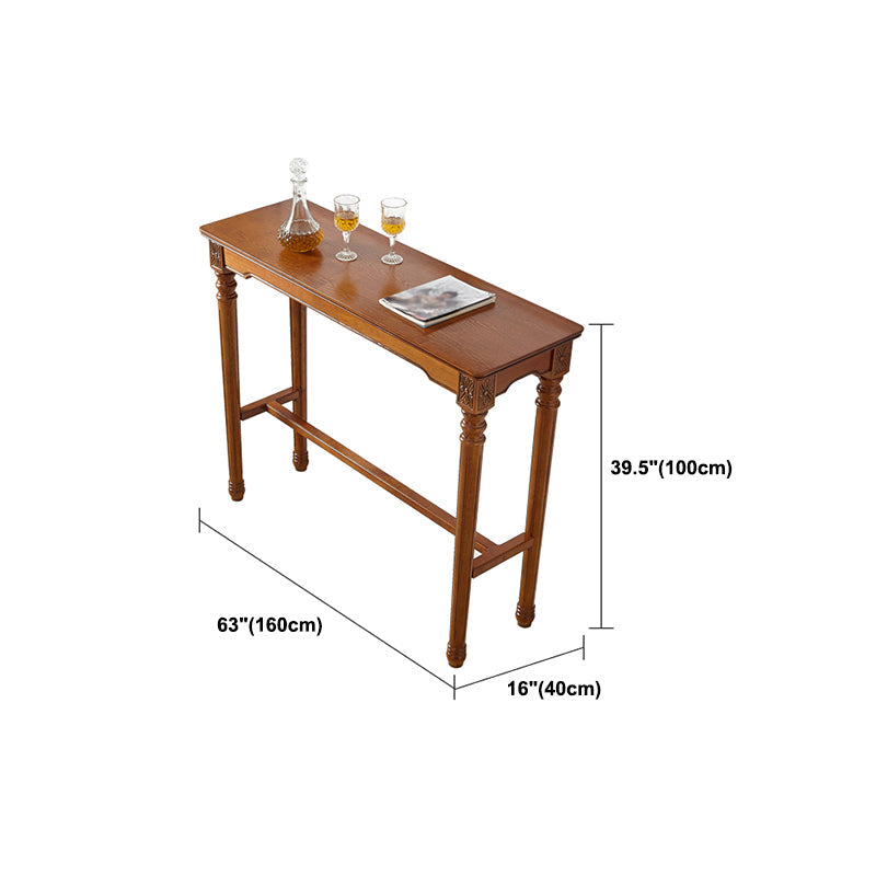 Modern Rectangle Bar Table Solid Wood Brown Colour Bar Dining Table with Footrest Clearhalo 'Bar Furniture' 'Bar Tables' 'bar_tables' 'furn' 'furn_bar_tables' 'Furniture' 'Kitchen & Dining Furniture' 5879020