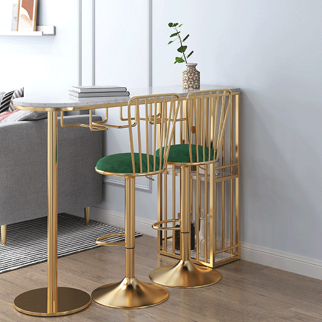 Glam Style Bar Table Faux Marble Double pedestal Bar Dining Table with Storage 63"L x 15.7"W x 39.4"H Without Chairs Clearhalo 'Bar Furniture' 'Bar Tables' 'bar_tables' 'furn' 'furn_bar_tables' 'Furniture' 'Kitchen & Dining Furniture' 5879068