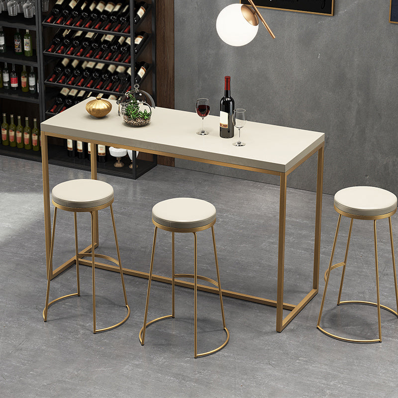 Modern White Wooden Bar Table Dining Table for Kitchen Living Room 63"L x 15.7"W x 41.3"H Gold Without Chairs Clearhalo 'Bar Furniture' 'Bar Tables' 'bar_tables' 'furn' 'furn_bar_tables' 'Furniture' 'Kitchen & Dining Furniture' 5879130