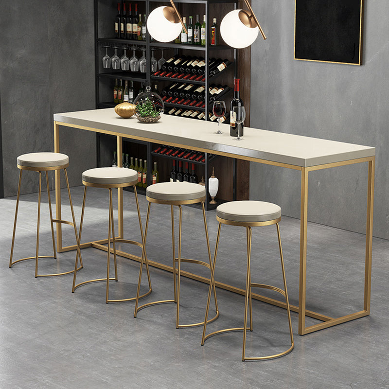 Modern White Wooden Bar Table Dining Table for Kitchen Living Room Gold Without Chairs Clearhalo 'Bar Furniture' 'Bar Tables' 'bar_tables' 'furn' 'furn_bar_tables' 'Furniture' 'Kitchen & Dining Furniture' 5879133