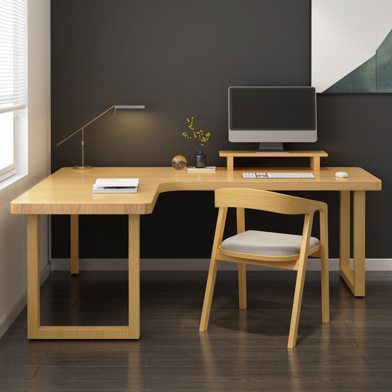 Modern Solid Wood Desk Natural L-Shape Office Writing Desk Excluding Chairs Clearhalo 'furn' 'furn_office_desk' 'Furniture' 'Office Desks' 'Office Furniture' 'office_desk' 5881645