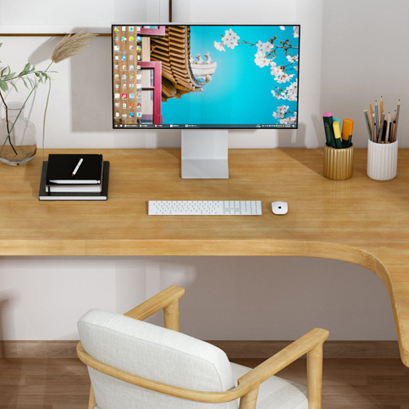30 "H Modern Office Desk a forma L naturale scrittura in legno solido naturale
