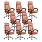 24"W Contemporary Executive Chair Swivel Upholstered Managers Chair Brown 8 Piece Set Without Footrest Clearhalo 'furn' 'furn_office_chair' 'Furniture' 'Office Chairs' 'Office Furniture' 'office_chair' 5881819