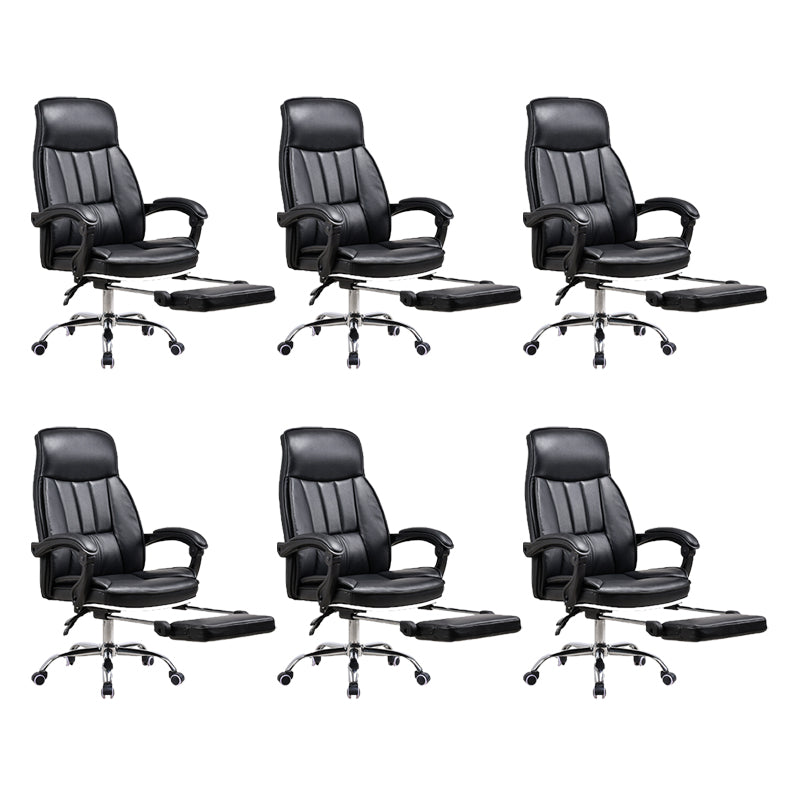 24"W Contemporary Executive Chair Swivel Upholstered Managers Chair Black 6 Piece Set With Footrest Clearhalo 'furn' 'furn_office_chair' 'Furniture' 'Office Chairs' 'Office Furniture' 'office_chair' 5881825