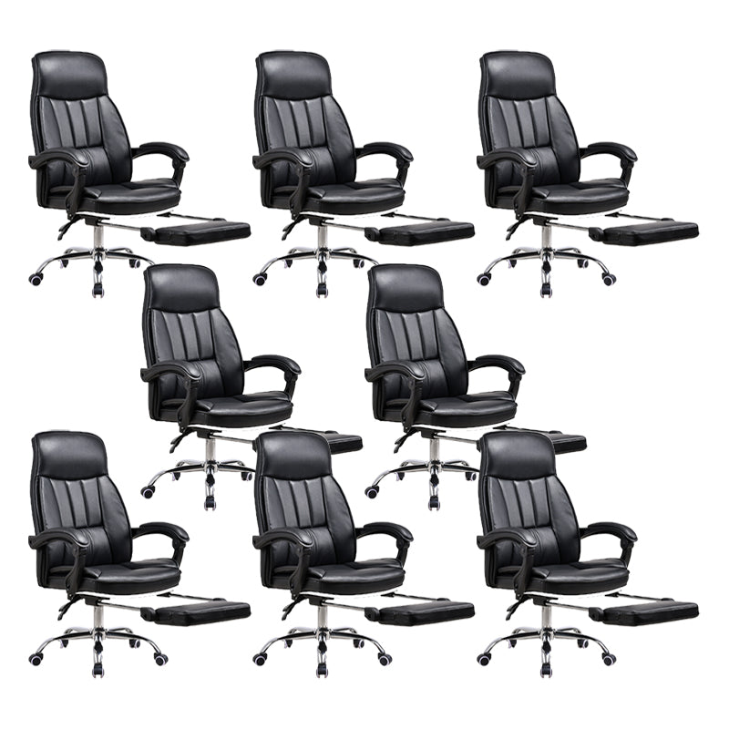 24"W Contemporary Executive Chair Swivel Upholstered Managers Chair Black 8 Piece Set With Footrest Clearhalo 'furn' 'furn_office_chair' 'Furniture' 'Office Chairs' 'Office Furniture' 'office_chair' 5881826