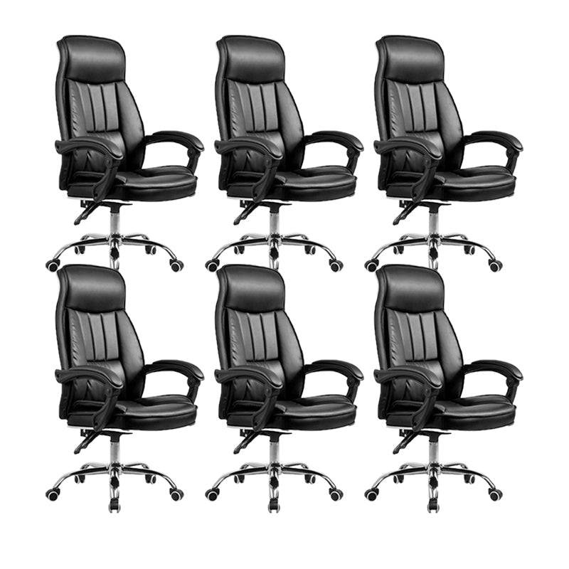 24"W Contemporary Executive Chair Swivel Upholstered Managers Chair Black 6 Piece Set Without Footrest Clearhalo 'furn' 'furn_office_chair' 'Furniture' 'Office Chairs' 'Office Furniture' 'office_chair' 5881830