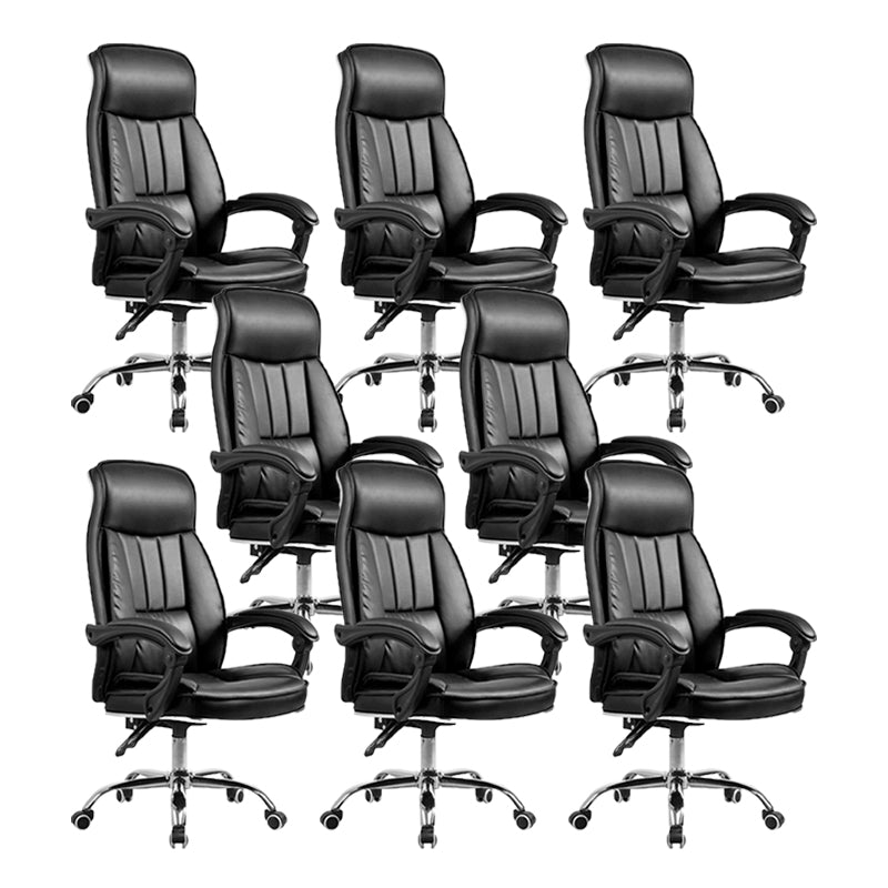 24"W Contemporary Executive Chair Swivel Upholstered Managers Chair Black 8 Piece Set Without Footrest Clearhalo 'furn' 'furn_office_chair' 'Furniture' 'Office Chairs' 'Office Furniture' 'office_chair' 5881831
