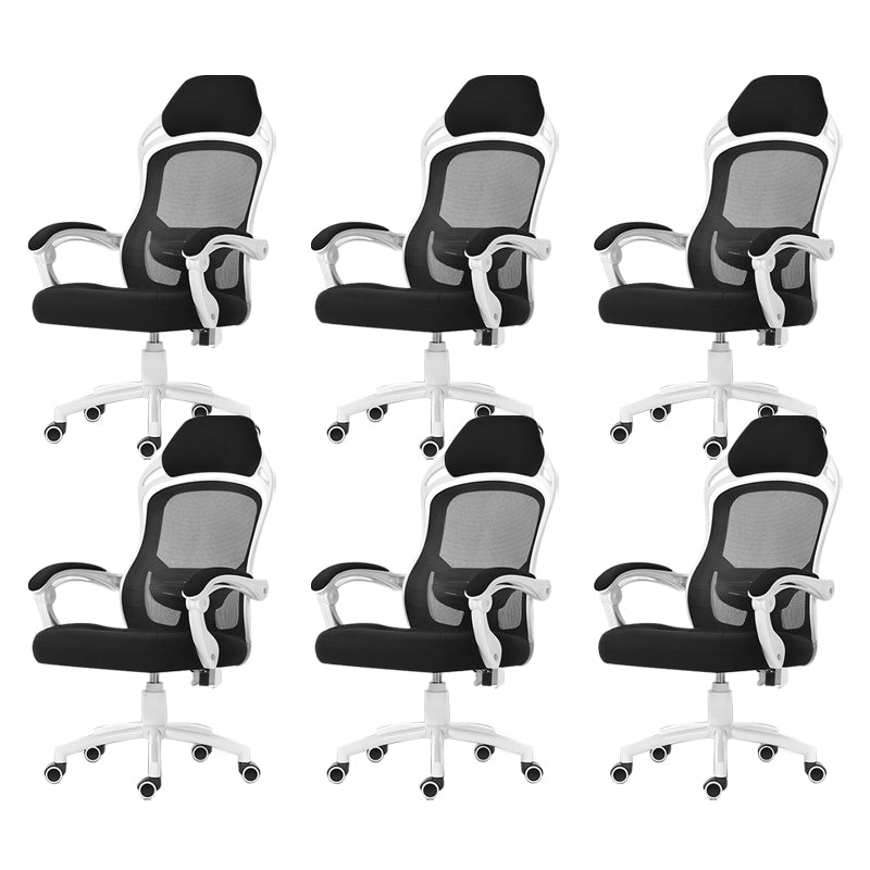 18" Wide Contemporary Office Chair Tilt Mechanism Swivel Chair 6 Piece Set Without Footrest White Clearhalo 'furn' 'furn_office_chair' 'Furniture' 'Office Chairs' 'Office Furniture' 'office_chair' 5881841
