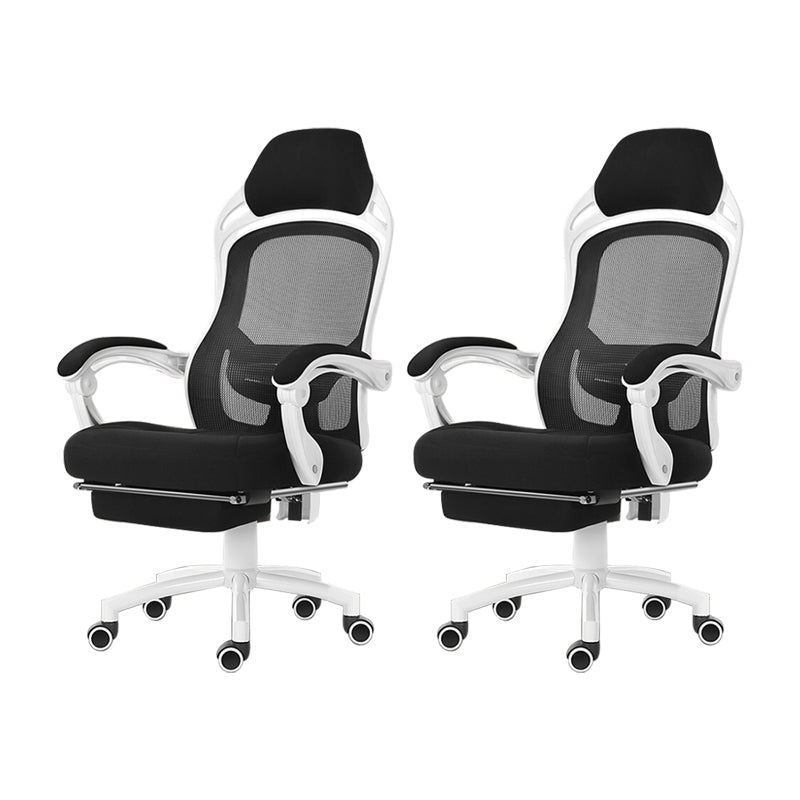 18" Wide Contemporary Office Chair Tilt Mechanism Swivel Chair 2 Piece Set With Footrest White Clearhalo 'furn' 'furn_office_chair' 'Furniture' 'Office Chairs' 'Office Furniture' 'office_chair' 5881847