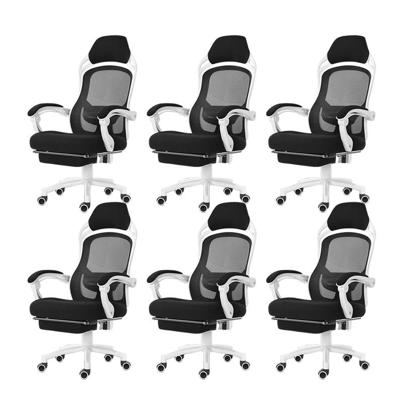 18" Wide Contemporary Office Chair Tilt Mechanism Swivel Chair 6 Piece Set With Footrest White Clearhalo 'furn' 'furn_office_chair' 'Furniture' 'Office Chairs' 'Office Furniture' 'office_chair' 5881850