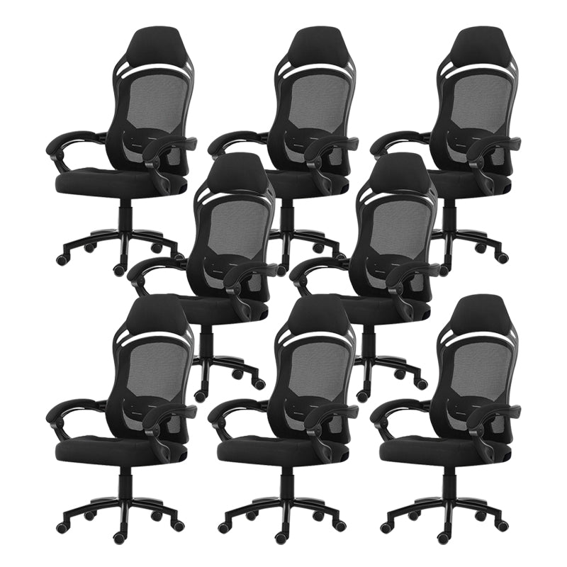 18" Wide Contemporary Office Chair Tilt Mechanism Swivel Chair 8 Piece Set Without Footrest Black Clearhalo 'furn' 'furn_office_chair' 'Furniture' 'Office Chairs' 'Office Furniture' 'office_chair' 5881857