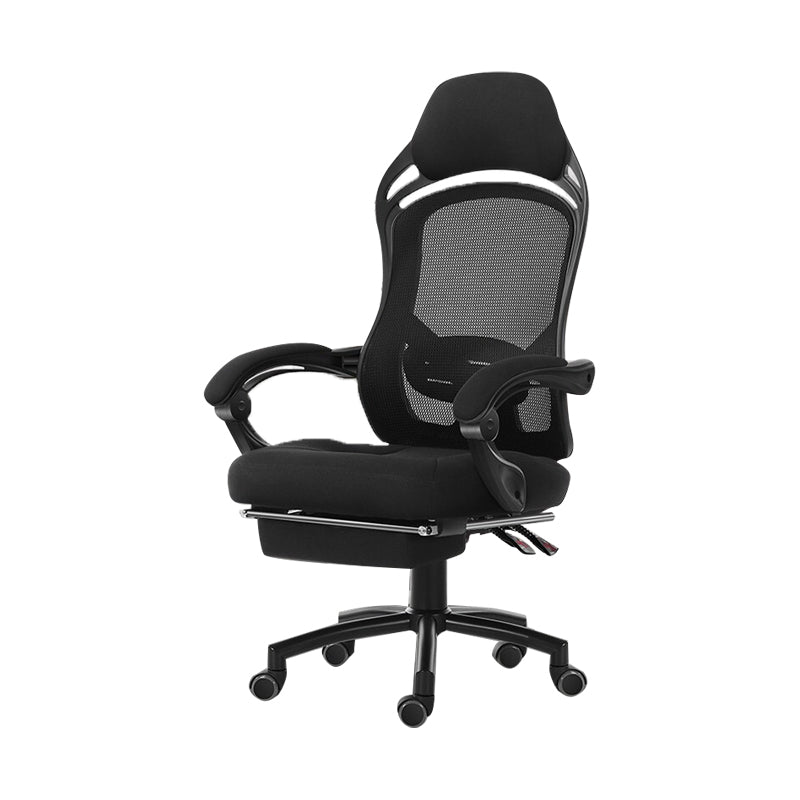 18" Wide Contemporary Office Chair Tilt Mechanism Swivel Chair 1 Piece With Footrest Black Clearhalo 'furn' 'furn_office_chair' 'Furniture' 'Office Chairs' 'Office Furniture' 'office_chair' 5881858