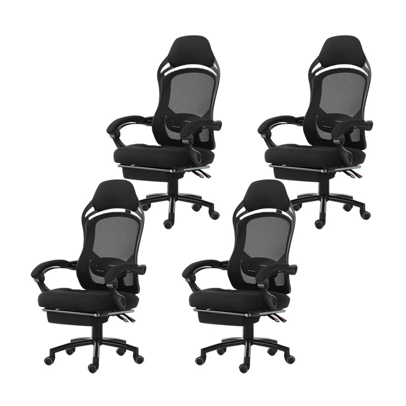 18" Wide Contemporary Office Chair Tilt Mechanism Swivel Chair 4 Piece Set With Footrest Black Clearhalo 'furn' 'furn_office_chair' 'Furniture' 'Office Chairs' 'Office Furniture' 'office_chair' 5881860
