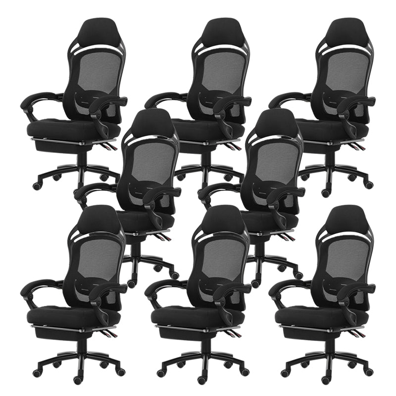 18" Wide Contemporary Office Chair Tilt Mechanism Swivel Chair 8 Piece Set With Footrest Black Clearhalo 'furn' 'furn_office_chair' 'Furniture' 'Office Chairs' 'Office Furniture' 'office_chair' 5881862
