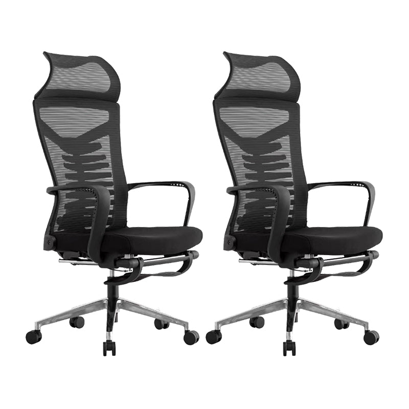 Modern Fixed Arms Office Chair Ergonomic Breathable AirGrid Chair Black 2 Piece Set Clearhalo 'furn' 'furn_office_chair' 'Furniture' 'Office Chairs' 'Office Furniture' 'office_chair' 5881888