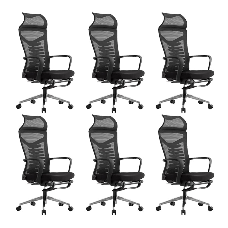Modern Fixed Arms Office Chair Ergonomic Breathable AirGrid Chair Black 6 Piece Set Clearhalo 'furn' 'furn_office_chair' 'Furniture' 'Office Chairs' 'Office Furniture' 'office_chair' 5881893