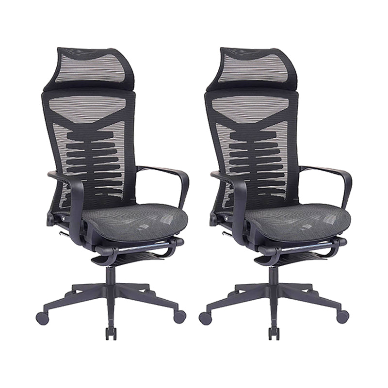 Modern Fixed Arms Office Chair Ergonomic Breathable AirGrid Chair Gray Black 2 Piece Set Clearhalo 'furn' 'furn_office_chair' 'Furniture' 'Office Chairs' 'Office Furniture' 'office_chair' 5881898