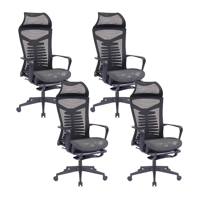Modern Fixed Arms Office Chair Ergonomic Breathable AirGrid Chair Gray Black 4 Piece Set Clearhalo 'furn' 'furn_office_chair' 'Furniture' 'Office Chairs' 'Office Furniture' 'office_chair' 5881900